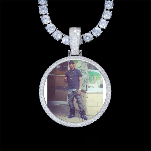 925S & VVS Moissanite 3D Circle Custom Picture Pendant