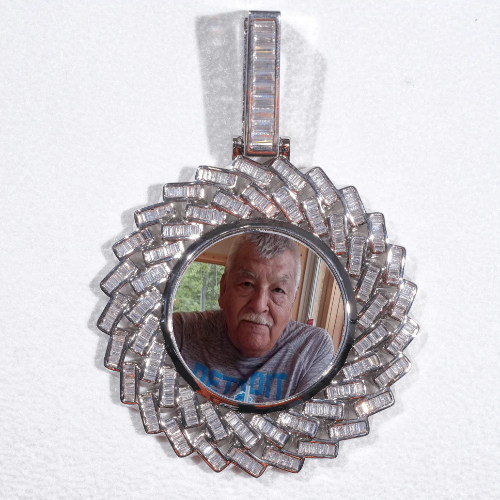 Large 3D Baguette Custom Picture Pendant