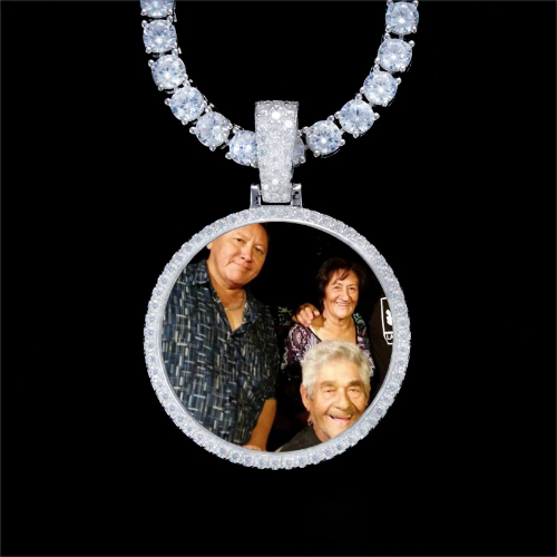 925S & VVS Moissanite 3D Circle Custom Picture Pendant