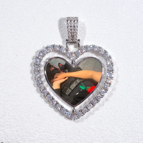 3D Spinning 2-Faced Heart Custom Picture Pendant