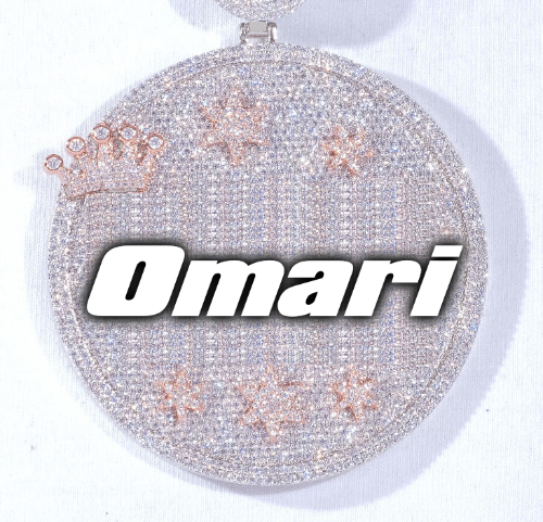 CUSTOM LETTER NECKLACE 3D BIG CROWN DISC