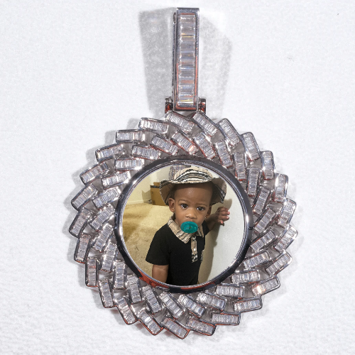 Large 3D Baguette Custom Picture Pendant