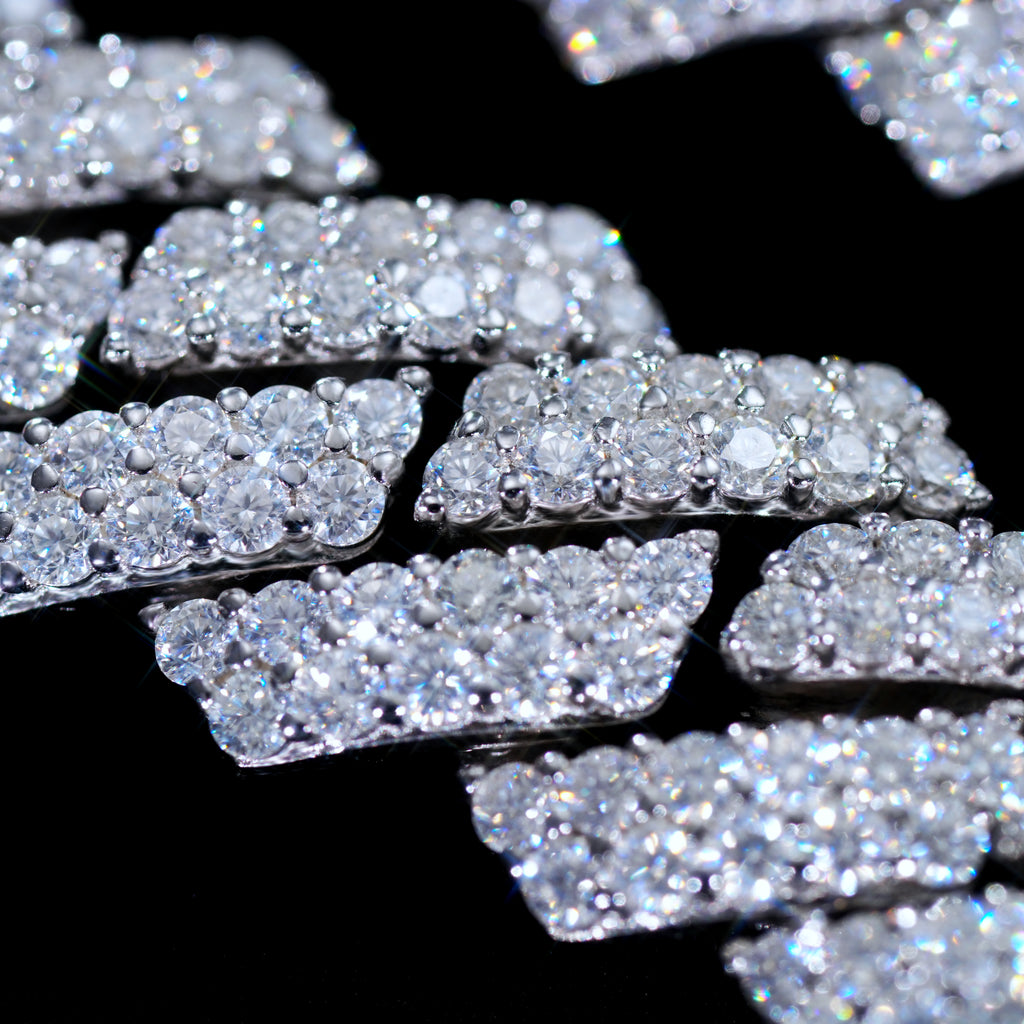 925S & VVS Moissanite 8.5MM Prong Cuban Link Chain