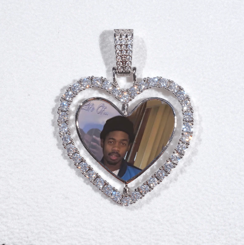 3D Spinning 2-Faced Heart Custom Picture Pendant
