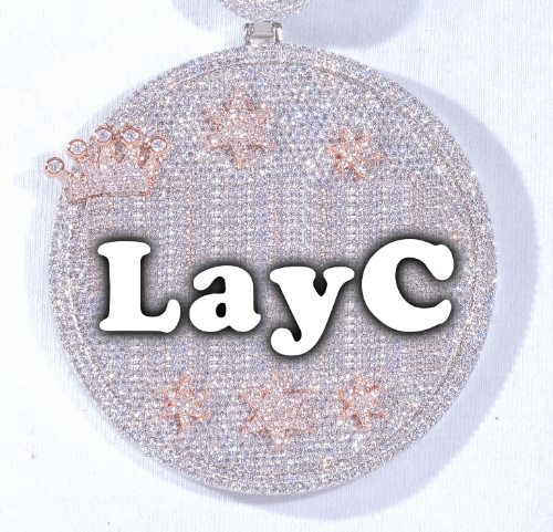 CUSTOM LETTER NECKLACE 3D BIG CROWN DISC