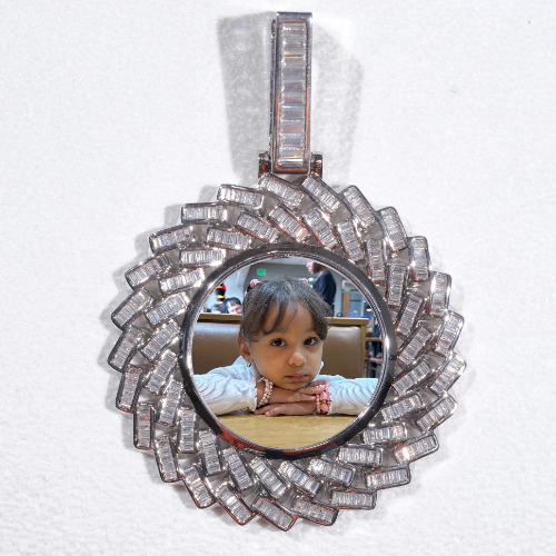 Large 3D Baguette Custom Picture Pendant