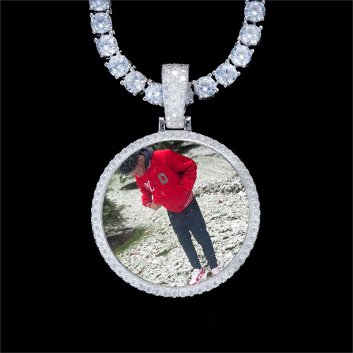 925S & VVS Moissanite 3D Circle Custom Picture Pendant