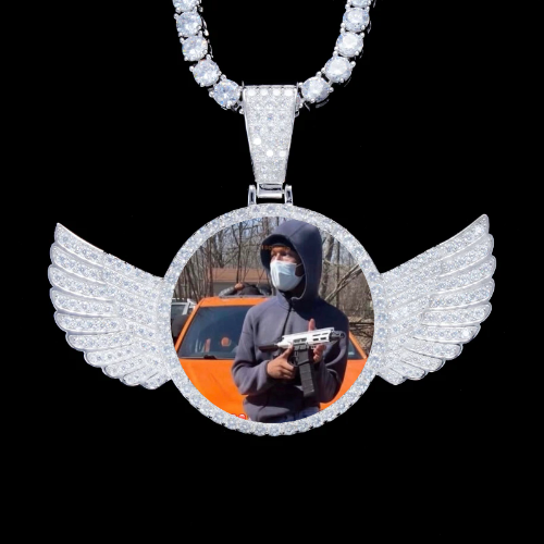 925S & VVS Moissanite 3D Wing Custom Picture Pendant