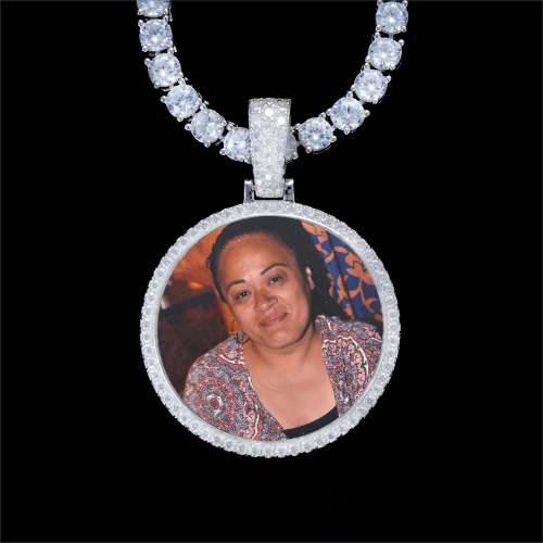 925S & VVS Moissanite 3D Circle Custom Picture Pendant