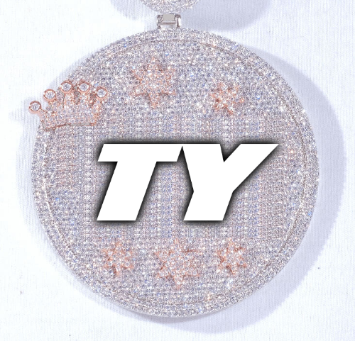 CUSTOM LETTER NECKLACE 3D BIG CROWN DISC