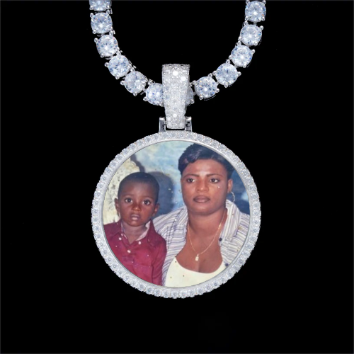 925S & VVS Moissanite 3D Circle Custom Picture Pendant