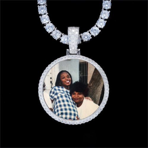 925S & VVS Moissanite 3D Circle Custom Picture Pendant