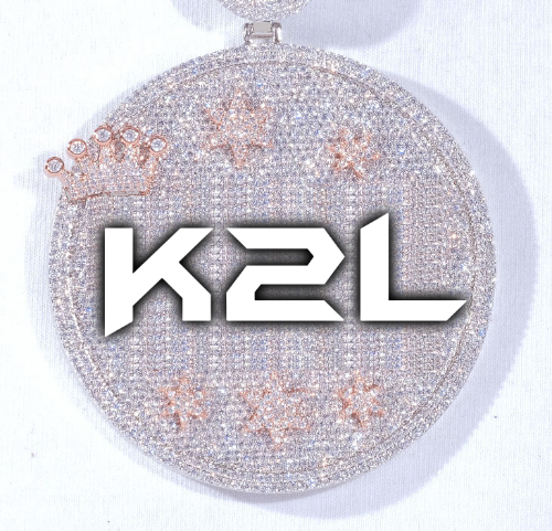 CUSTOM LETTER NECKLACE 3D BIG CROWN DISC