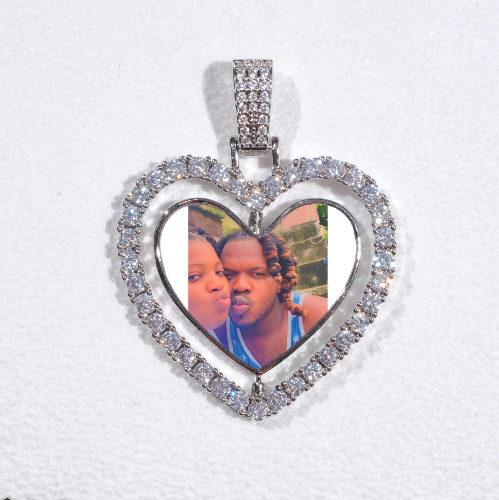 3D Spinning 2-Faced Heart Custom Picture Pendant