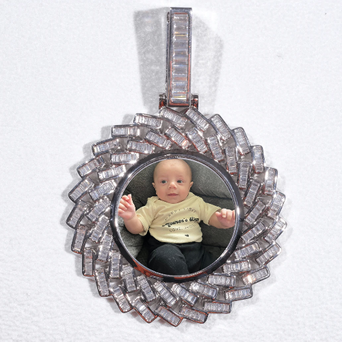 Large 3D Baguette Custom Picture Pendant