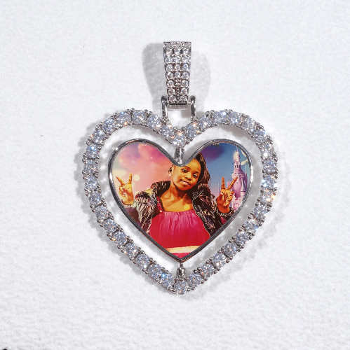 3D Spinning 2-Faced Heart Custom Picture Pendant