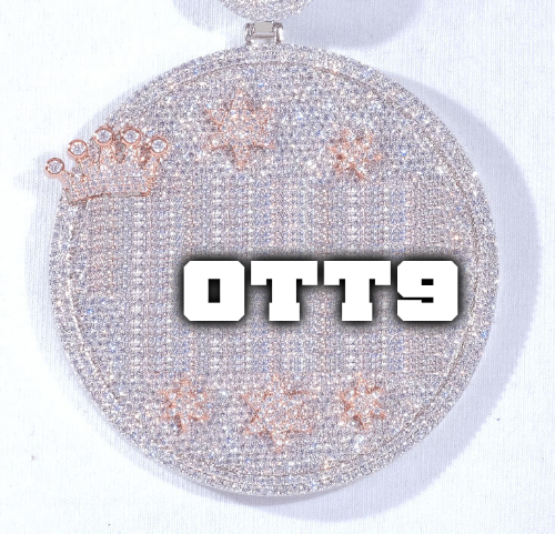 CUSTOM LETTER NECKLACE 3D BIG CROWN DISC