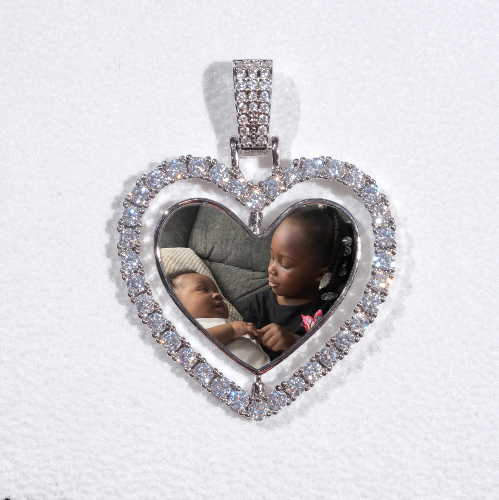 3D Spinning 2-Faced Heart Custom Picture Pendant