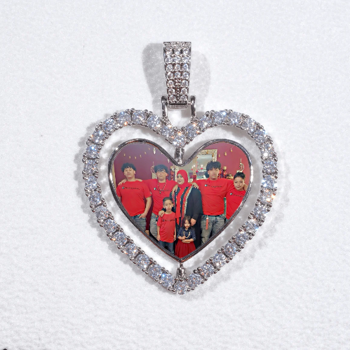 3D Spinning 2-Faced Heart Custom Picture Pendant