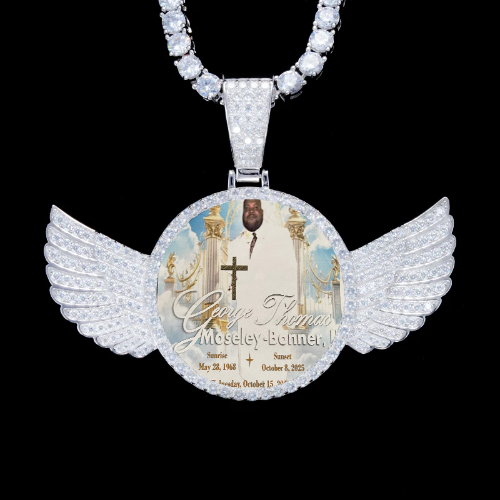 925S & VVS Moissanite 3D Wing Custom Picture Pendant