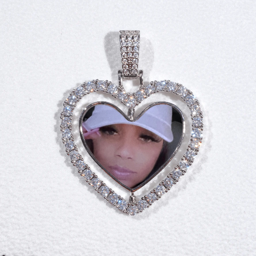3D Spinning 2-Faced Heart Custom Picture Pendant