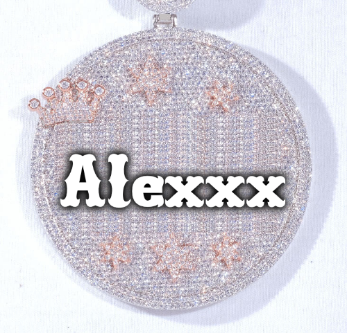 CUSTOM LETTER NECKLACE 3D BIG CROWN DISC