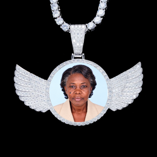 925S & VVS Moissanite 3D Wing Custom Picture Pendant