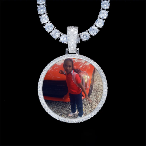 925S & VVS Moissanite 3D Circle Custom Picture Pendant