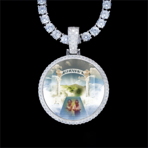 925S & VVS Moissanite 3D Circle Custom Picture Pendant