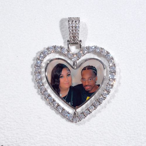 3D Spinning 2-Faced Heart Custom Picture Pendant
