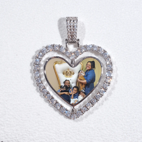 3D Spinning 2-Faced Heart Custom Picture Pendant