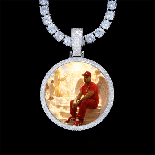 925S & VVS Moissanite 3D Circle Custom Picture Pendant