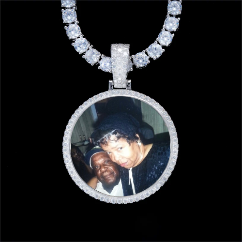 925S & VVS Moissanite 3D Circle Custom Picture Pendant