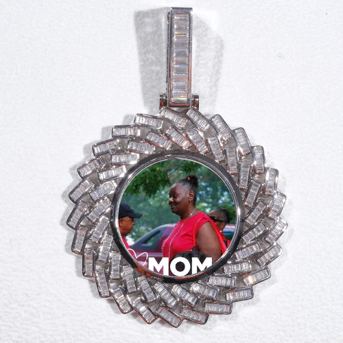 Large 3D Baguette Custom Picture Pendant