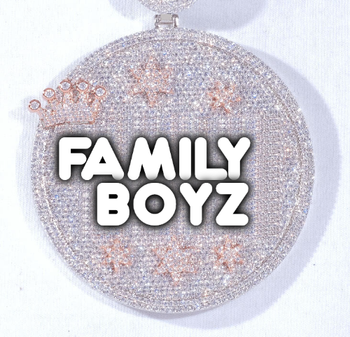 CUSTOM LETTER NECKLACE 3D BIG CROWN DISC