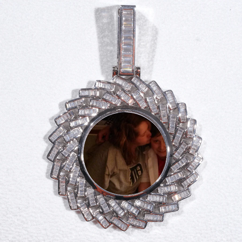 Large 3D Baguette Custom Picture Pendant