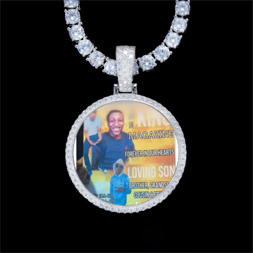925S & VVS Moissanite 3D Circle Custom Picture Pendant