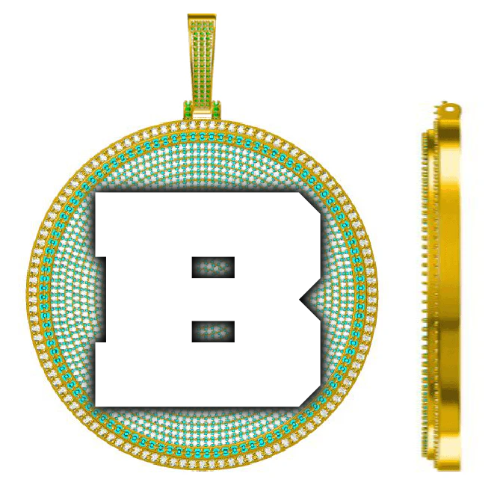 CUSTOM LETTER NECKLACE 3D BIG DISC