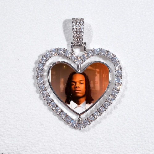 3D Spinning 2-Faced Heart Custom Picture Pendant