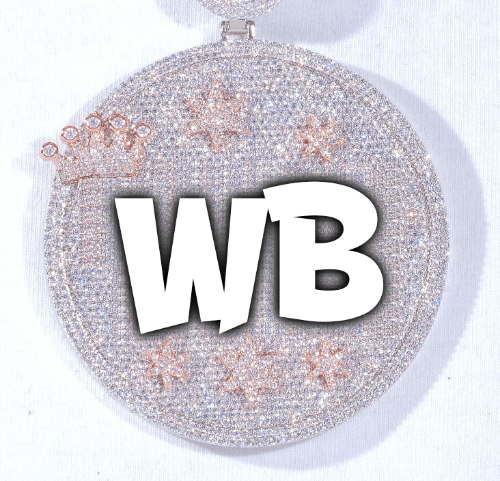 CUSTOM LETTER NECKLACE 3D BIG CROWN DISC
