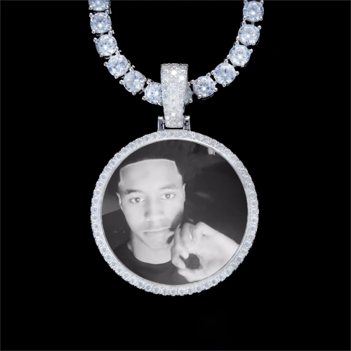 925S & VVS Moissanite 3D Circle Custom Picture Pendant