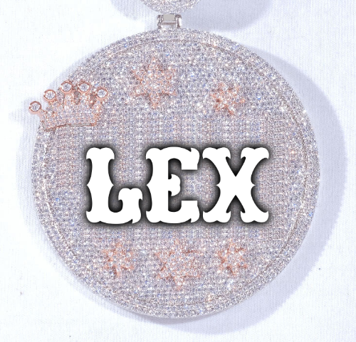 CUSTOM LETTER NECKLACE 3D BIG CROWN DISC