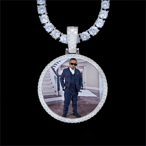 925S & VVS Moissanite 3D Circle Custom Picture Pendant