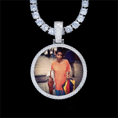 925S & VVS Moissanite 3D Circle Custom Picture Pendant
