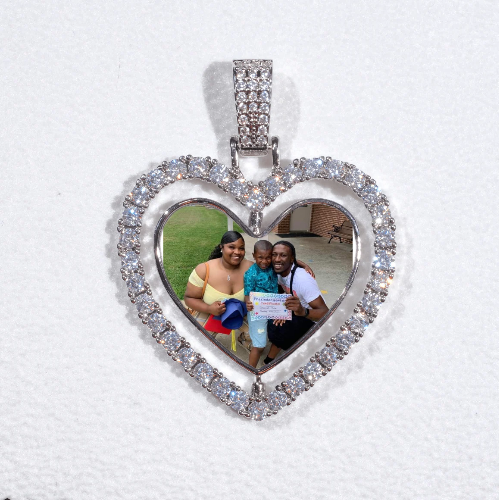 3D Spinning 2-Faced Heart Custom Picture Pendant