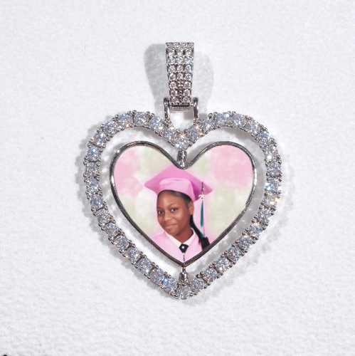 3D Spinning 2-Faced Heart Custom Picture Pendant