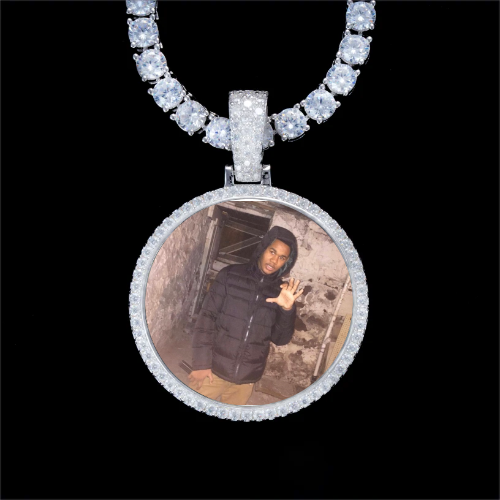 925S & VVS Moissanite 3D Circle Custom Picture Pendant