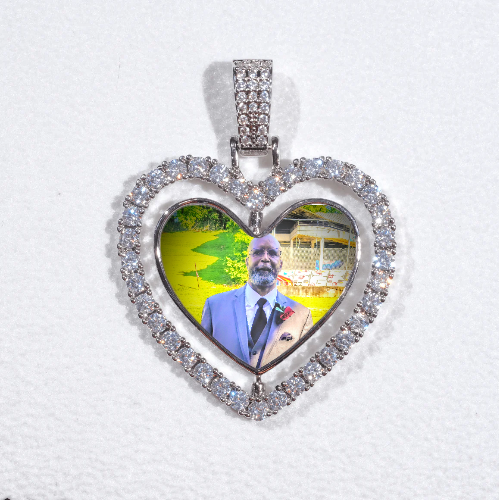 3D Spinning 2-Faced Heart Custom Picture Pendant