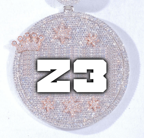 CUSTOM LETTER NECKLACE 3D BIG CROWN DISC