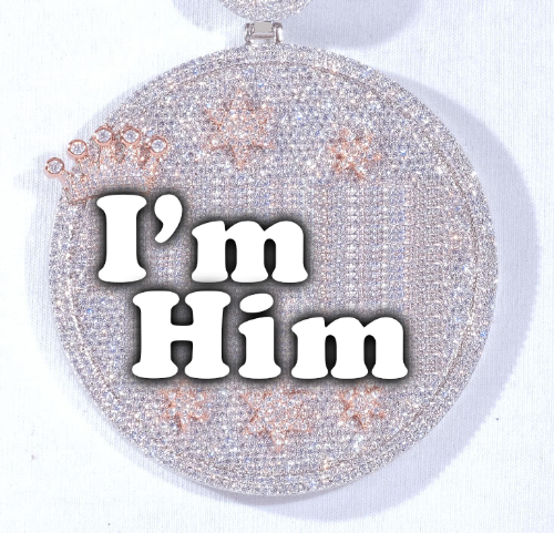 CUSTOM LETTER NECKLACE 3D BIG CROWN DISC